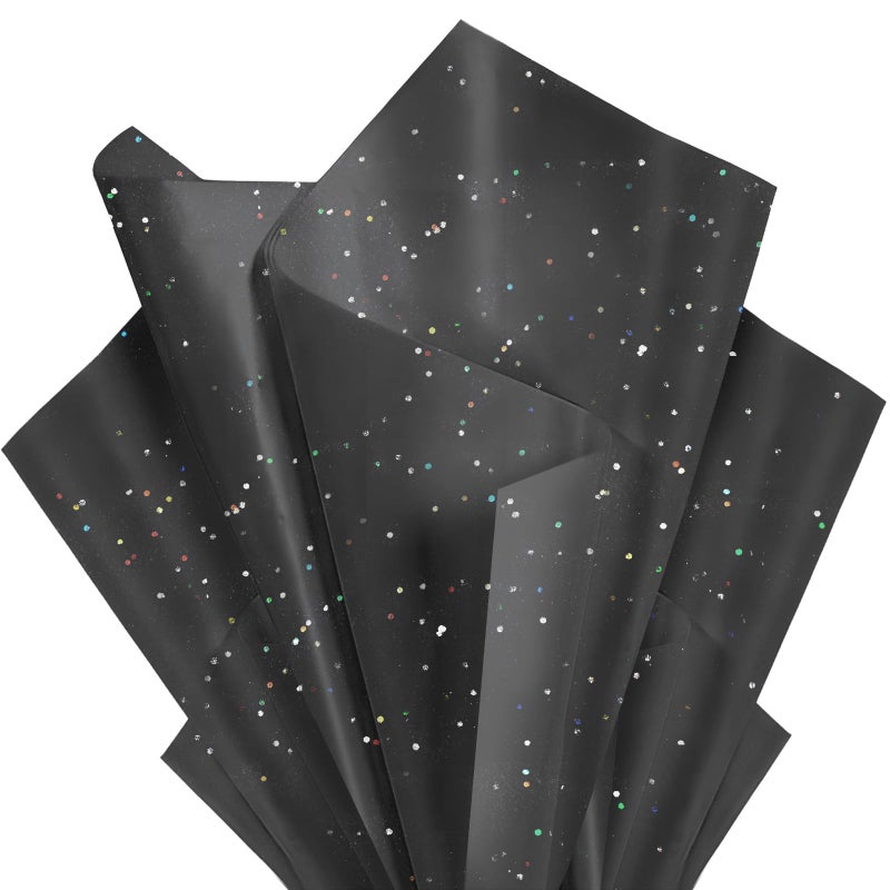 Black Glitter Tissue Paper for Gift Bags 36 Sheets 14x20 Inch Recyclable Wrapping Paper for Weddings Birthdays Party Festival Decorations DIY Craft Supplies